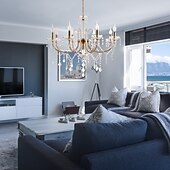 Недорогие Люстры-свечи-9 ламп, 75 см, хрустальные люстры в стиле свечей, металлические люстры в стиле свечей, гальваника, другие, деревенский / лодж, современный, современный, 110-120в 220-240в.