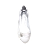 cheap Semi-Formal-Women&#039;s Navy Blue Satin Ballet Flats  with Rhinestone Embellishment - Elegant Wedding and Evening Shoes