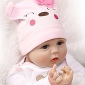 cheap Dolls-NPKCOLLECTION 22 inch Reborn Doll Baby &amp; Toddler Toy Baby Girl Reborn Baby Doll Newborn lifelike Lovely Parent-Child Interaction Hand Applied Eyelashes with Clothes and Acc for Girls Christmas Gift