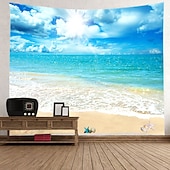 Недорогие Тапестри́ на океа́нском пляже-Большой настенный гобелен, художественный декор, одеяло, занавеска, скатерть для пикника, висит дома, спальня, гостиная, украшение общежития, пейзаж, пляж, море, океан, волна