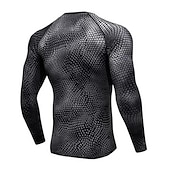 cheap Men&#039;s Active Tees &amp; Tanks-Men&#039;s Compression Shirt Running Shirt Long Sleeve Tee Tshirt Athletic Spandex Quick Dry Breathability Lightweight Stretchy Fitness Gym Workout Running Sportswear Activewear Snakeskin White Red Blue