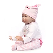 cheap Dolls-NPKCOLLECTION 22 inch Reborn Doll Baby &amp; Toddler Toy Baby Girl Reborn Baby Doll Newborn lifelike Lovely Parent-Child Interaction Hand Applied Eyelashes with Clothes and Acc for Girls Christmas Gift