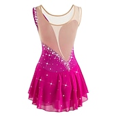 voordelige Schaatsjurken-Kunstschaatsjurk Dames Voor meisjes Schaatsen Jurken Wit / Wit Geel en geel Donker paars Asymetrische zoom Netstof Spandex Hoge Elasticiteit Wedstrijd Kunstschaatskleding Kristal / Bergkristal