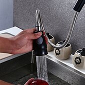 cheap Kitchen Faucets-Brass Kitchen Faucet,Single Handle One Hole Oil-rubbed Bronze Pull-out Spray Widespread Tall High Arc Vessel Antique Kitchen Taps with Hot and Cold Switch