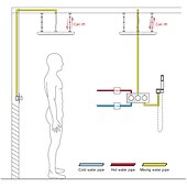 abordables Systèmes de douche à valve brute-580 * 500 ensembles de robinets de douche chromés complets avec pommeau de douche en acier inoxydable et douchette en laiton massif système de pommeau de douche à effet pluie monté au plafond