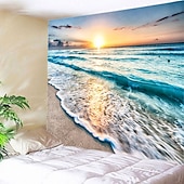 tanie Tkanina Plaży Oceanicznej-wall tapestry art decor koc kurtyna piknik obrus wiszący dom sypialnia salon akademik dekoracja krajobraz plaża morze ocean fala wschód słońca zachód słońca