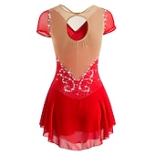 cheap Figure Skating Dresses-Figure Skating Dress Women's Girls' Ice Skating Dress Outfits White Purple Red Mesh Spandex High Elasticity Training Leisure Sports Practice Skating Wear Anatomic Design Handmade Patchwork Classic