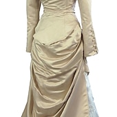 お買い得  ドレス-ヴィクトリアン 1910年代 エドワード フロア丈 ドレス セット プラスサイズ 標準 カスタマイズ パフ／バルーン 公爵夫人 プラスサイズ 結婚式 ソリッド 女性用 結婚式 同窓会 ヴェネツィアのカーニバル 成人 上着 ドレス