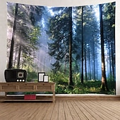 levne Lesní tapisérie-krajina strom stěna gobelín umění výzdoba deka opona piknikový ubrus závěsný domov ložnice obývací pokoj dekorace koleje mlžný les příroda slunce skrz strom