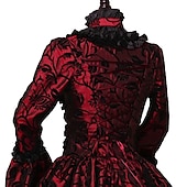 Недорогие Платья-Рококо Викторианский стиль 18-ый век В пол Платья Вспышка рукава Большие размеры Геометрический принт С пышной юбкой Маскарадный костюм Королевский Рождество Хэллоуин Карнавал