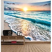 tanie Tkanina Plaży Oceanicznej-wall tapestry art decor koc kurtyna piknik obrus wiszący dom sypialnia salon akademik dekoracja krajobraz plaża morze ocean fala wschód słońca zachód słońca