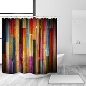 economico Tende doccia-Tenda da doccia con ganci per bagno 180cm*180cm (70&quot;*70&quot;) decorazione bagno in stile rustico fattoria porta vintage poliestere impermeabile set di 12 ganci in plastica