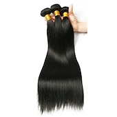 abordables 3 paquets extensions cheveux humains-Lot de 3 Tissage de cheveux Cheveux Brésiliens Droit Extensions de cheveux humains Cheveux Naturel Rémy 100% faisceaux d&#039;armure de cheveux remy Tissages de cheveux humains Extensions de cheveux