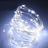 رخيصةأون يعمل بالبطاريات-حفل زفاف أنيق&amp;amp;حفل استقبال 8 أوضاع 10 م 100 أضواء خرافية LED مع جهاز تحكم عن بعد ومؤقت وأسلاك نحاسية مقاومة للماء تعمل بالبطارية وأضواء متلألئة للغرفة والحديقة&amp;amp;زينة الشجرة
