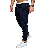 cheap Cargo Pants-Men&#039;s Cargo Pants Cargo Trousers Casual Pants Drawstring Multi Pocket Solid Colored Full Length Daily Basic Casual Slim Black White Mid Waist Micro-elastic