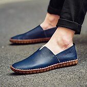 billiga Slip-ons och loafers till herrar-slip-on loafers i läder för män, avslappnade körskor med handsydd sula - bekväma och mångsidiga skor för vardagsbruk