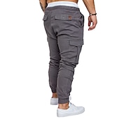 cheap Cargo Pants-Men&#039;s Cargo Pants Cargo Trousers Casual Pants Drawstring Multi Pocket Solid Colored Full Length Daily Basic Casual Slim Black White Mid Waist Micro-elastic