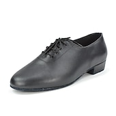 economico Scarpe da ballo uomo-scarpe da ballo da sala da uomo in pelle nera, suola scamosciata antiscivolo e classiche stringhe, professionali per balli latino/da sala