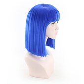 abordables Perruques de fête-perruque synthétique perruque bob droite courte cheveux synthétiques bleus nouvelle arrivée perruque de carnaval bleu pour femmes