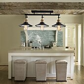 cheap Flush Mounts &amp; Semi Flush Mounts-3-Light Vintage Loft Ceiling Lamp Flush Mount Light Direction Adjustable 3-Head Metal Mirror Glass Living Room Dining Room