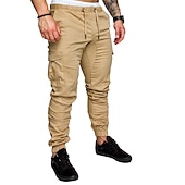 cheap Cargo Pants-Men&#039;s Cargo Pants Cargo Trousers Casual Pants Drawstring Multi Pocket Solid Colored Full Length Daily Basic Casual Slim Black White Mid Waist Micro-elastic
