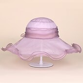 levne Party klobouky-Klobouky Organza Kbelík Se širší krempou Svatební Elegantní Romantické Dáma S Mašle Přílba Pokrývky Hlavy