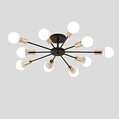 voordelige Plafondlampen-10-lichts 10-kops vintage metalen semi-inbouw plafondlamp led nordic persoonlijkheid en creatieve stijl woonkamer eetkamer verlichting geschilderde afwerking 60w