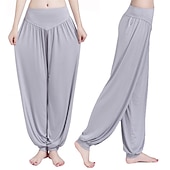 voordelige wijde pijpen en hoge taille-dames harembroek ademend sneldrogend vochtafvoerend zumba buikdans yoga bloeiers bodems licht paars wit zwart modal spandex plus size sport activewear hoge elasticiteit losse pasvorm