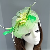 preiswerte Faszinator-Feder-/Netz-Fascinator, Kentucky-Derby-Hut, Kopfschmuck mit Feder, Blumenmuster, 1 Stück, Hochzeit, besonderer Anlass, Teeparty-Kopfschmuck