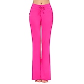 cheap Wide Leg &amp; High Waisted-Women&#039;s Yoga Pants Drawstring Flare Leg Breathable Quick Dry Moisture Wicking Zumba Yoga Fitness Bottoms White Black Green Modal Plus Size Sports Activewear Stretchy Loose Fit  Street Casual