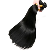 abordables 3 paquets extensions cheveux humains-Lot de 3 Tissage de cheveux Cheveux Brésiliens Droit Extensions de cheveux humains Cheveux Naturel Rémy 100% faisceaux d&#039;armure de cheveux remy Tissages de cheveux humains Extensions de cheveux