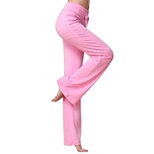 baratos perna larga e cintura alta-Mulheres Calças de ioga Com Cordão Calça Flare Respirável Secagem Rápida Pavio Humido Zumba Ioga Ginástica Calças Branco Preto Verde Capital Tamanho Grande Esportes Roupas Esportivas Com Stretch