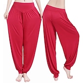 voordelige wijde pijpen en hoge taille-dames harembroek ademend sneldrogend vochtafvoerend zumba buikdans yoga bloeiers bodems licht paars wit zwart modal spandex plus size sport activewear hoge elasticiteit losse pasvorm