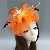 preiswerte Faszinator-Feder-/Netz-Fascinator, Kentucky-Derby-Hut, Kopfschmuck mit Feder, Blumenmuster, 1 Stück, Hochzeit, besonderer Anlass, Teeparty-Kopfschmuck