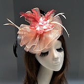 preiswerte Faszinator-Feder-/Netz-Fascinator, Kentucky-Derby-Hut, Kopfschmuck mit Feder, Blumenmuster, 1 Stück, Hochzeit, besonderer Anlass, Teeparty-Kopfschmuck