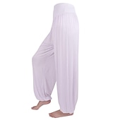 voordelige wijde pijpen en hoge taille-dames harembroek ademend sneldrogend vochtafvoerend zumba buikdans yoga bloeiers bodems licht paars wit zwart modal spandex plus size sport activewear hoge elasticiteit losse pasvorm