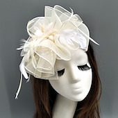preiswerte Faszinator-Feder-/Netz-Fascinator, Kentucky-Derby-Hut, Kopfschmuck mit Feder, Blumenmuster, 1 Stück, Hochzeit, besonderer Anlass, Teeparty-Kopfschmuck