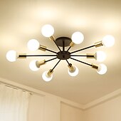 voordelige Plafondlampen-10-lichts 10-kops vintage metalen semi-inbouw plafondlamp led nordic persoonlijkheid en creatieve stijl woonkamer eetkamer verlichting geschilderde afwerking 60w