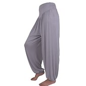 voordelige wijde pijpen en hoge taille-dames harembroek ademend sneldrogend vochtafvoerend zumba buikdans yoga bloeiers bodems licht paars wit zwart modal spandex plus size sport activewear hoge elasticiteit losse pasvorm