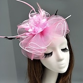 preiswerte Faszinator-Feder-/Netz-Fascinator, Kentucky-Derby-Hut, Kopfschmuck mit Feder, Blumenmuster, 1 Stück, Hochzeit, besonderer Anlass, Teeparty-Kopfschmuck