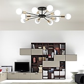 voordelige Plafondlampen-10-lichts 10-kops vintage metalen semi-inbouw plafondlamp led nordic persoonlijkheid en creatieve stijl woonkamer eetkamer verlichting geschilderde afwerking 60w