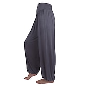 voordelige wijde pijpen en hoge taille-dames harembroek ademend sneldrogend vochtafvoerend zumba buikdans yoga bloeiers bodems licht paars wit zwart modal spandex plus size sport activewear hoge elasticiteit losse pasvorm