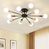 voordelige Plafondlampen-10-lichts 10-kops vintage metalen semi-inbouw plafondlamp led nordic persoonlijkheid en creatieve stijl woonkamer eetkamer verlichting geschilderde afwerking 60w