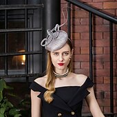 お買い得  ファシネーター-フラックス ケンタッキーダービーハット / 帽子 ととも​​に フェザー / フラワー 1個 結婚式 / パーティー／フォーマル かぶと