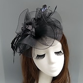 preiswerte Faszinator-Feder-/Netz-Fascinator, Kentucky-Derby-Hut, Kopfschmuck mit Feder, Blumenmuster, 1 Stück, Hochzeit, besonderer Anlass, Teeparty-Kopfschmuck