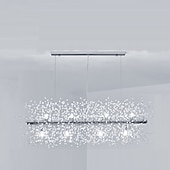 voordelige Unieke kroonluchters-12-lichts eiland kroonluchter gouden hanglamp vuurwerk led-licht roestvrij staal kristal met G9 lampvoet