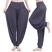 voordelige wijde pijpen en hoge taille-dames harembroek ademend sneldrogend vochtafvoerend zumba buikdans yoga bloeiers bodems licht paars wit zwart modal spandex plus size sport activewear hoge elasticiteit losse pasvorm