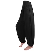 voordelige wijde pijpen en hoge taille-dames harembroek ademend sneldrogend vochtafvoerend zumba buikdans yoga bloeiers bodems licht paars wit zwart modal spandex plus size sport activewear hoge elasticiteit losse pasvorm