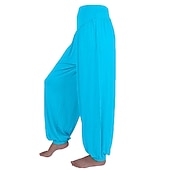 voordelige wijde pijpen en hoge taille-dames harembroek ademend sneldrogend vochtafvoerend zumba buikdans yoga bloeiers bodems licht paars wit zwart modal spandex plus size sport activewear hoge elasticiteit losse pasvorm