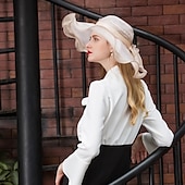 levne Party klobouky-Klobouky Organza Kbelík Se širší krempou Svatební Elegantní Romantické Dáma S Mašle Přílba Pokrývky Hlavy